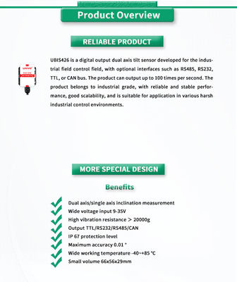 Industrial Grade Dual Axis Inclinometer Sensor for UNIVO RS232/RS485/TTL Measurement