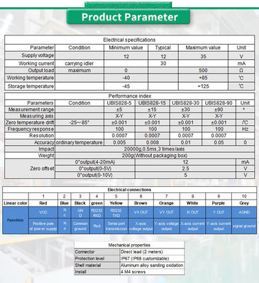 UBIS-828Y Industrial Dual Axis Inclinometer For Analog And Digital Measurement