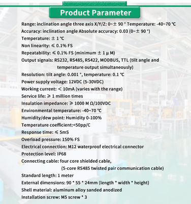 Customizable UBTA-PLY RS485 Dual Axis Inclinometer Analog Angle Measurement Sensor